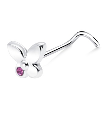 Silver Butterfly Curved Nose Stud NSKZ-1731